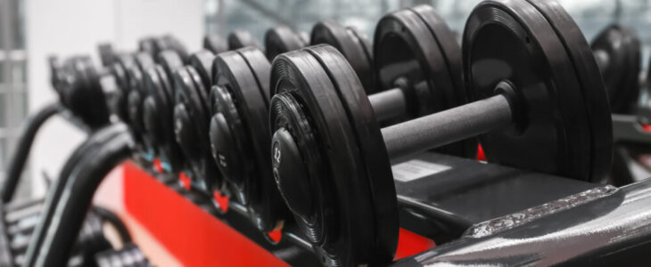 dumbbells at gym