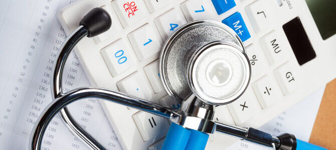 calculator with stethoscope