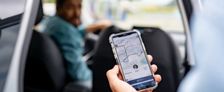 uber passenger entering the car