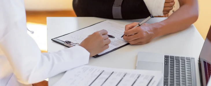 Victim speaking with personal injury lawyer