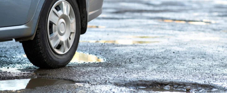 pothole on road