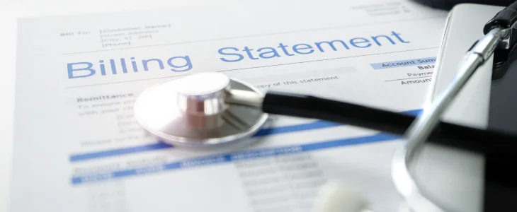 Medical bill statement after a car accident in Washington, D.C.