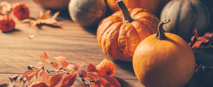 Thanksgiving table with pumpkins