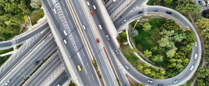 aerial view of d.c. driveway with cars