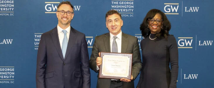 Thomas simeone receiving honor from George Washington University