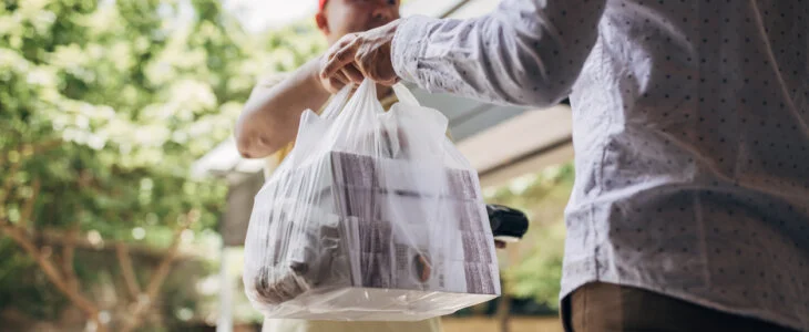 doordash driver handing food over to customer